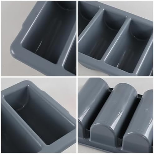 Obstnny 4-Pack 4-Compartment Plastic Commercial Cutlery Bin Trays | Silverware Organizer Bin - Image 3