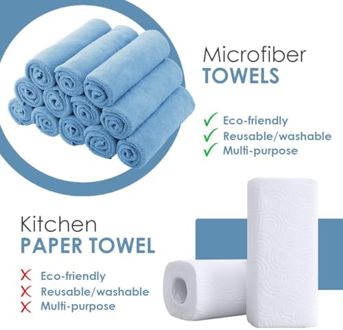 Avalon Towels Microfiber Cleaning Cloths (Value Pack of 12) - Size 12 x 12 Inches, Highly Absorbent Cleaning Rags, Lint Free, Reusable and Washable, Microfiber Towels for Cars - Image 2