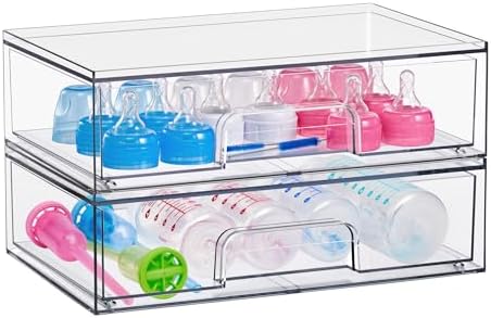 Sorbus Stackable Storage Drawers, Clear Acrylic Pull-Out Organizer (2 Pack) by Sorbus