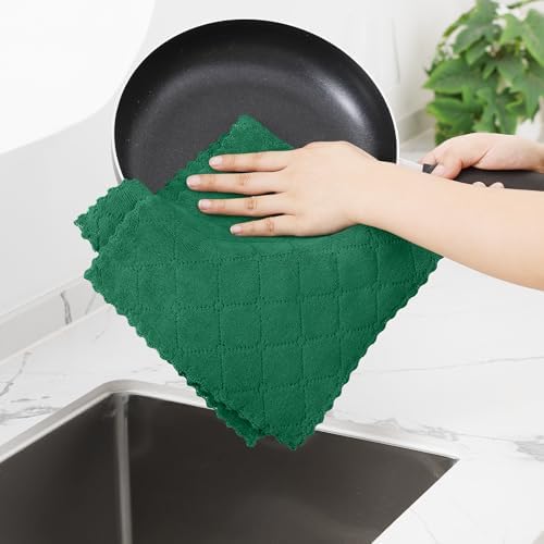 Homaxy 12 Pack Super Soft Absorbent Dish Towels, 10" x 20", Dark Green - Image 4