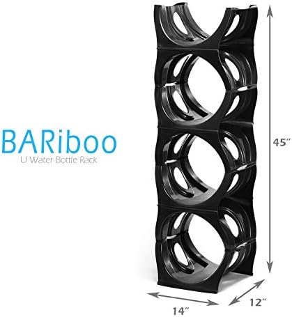 Bariboo Stackable Water Bottle Storage Rack Best Water Jugs 5 Gallon Organizer. Jug Holder for Kitchen, Cabinet and Office Organizing. Reinforced Polypropylene (Black, 4 No Shelf) - Image 4
