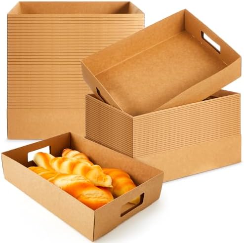LemonRoad 50 Pack Cardboard Disposable Food Trays, Brown, 13" X 9" X 3" by Unknown