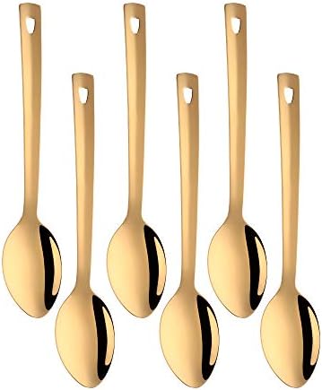 6 Pcs Gold Large Serving Spoon, Stainless Steel Titanium Plated Serving Spoons Set Mirror Finish for Elegant Buffet Banquet Party Holiday Dinner serving, Dishwasher Safe(13 inches/33.2cm) by Unknown