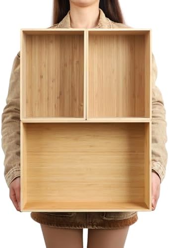 BAMOTTO CRAFTBAMBOO 3-Piece Bamboo Storage Box Set Stackable Organizer by BAMOTTOCRAFTBAMBOO