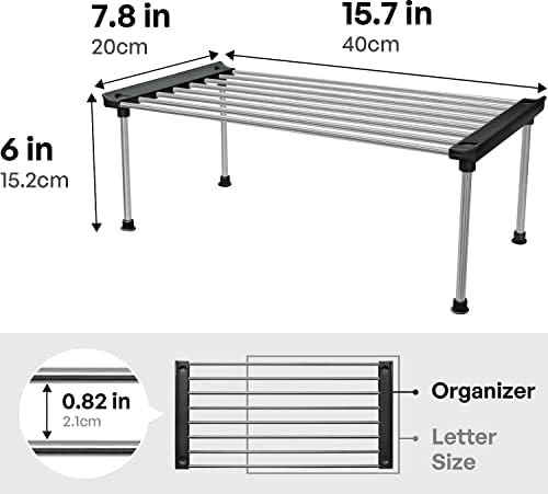 carrotez Set of 2 Stackable Cabinet Organizer Shelf 15.7 x 7.8 x 6.1 Black - Image 3