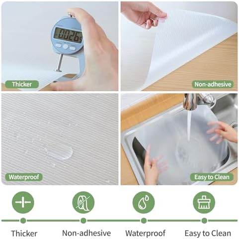 Shelf Liners 11 inch x 20 ft Shelf Liners for Kitchen cabinets nonstick Lining Drawer Mats EVA Protector for Cupboard (Clear Ribbed,11 inch x 20 ft) - Image 2
