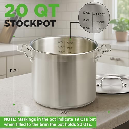 NutriChef 20 Quart Heavy-Duty Stockpot with Stainless Lid - Large Pot for Induction, Gas & Electric Cooktops, Perfect for Soups & Stews - Image 2