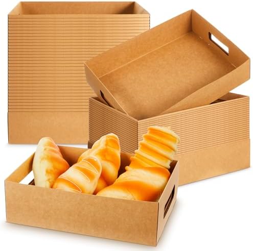 LemonRoad 50 Pack Cardboard Disposable Food Trays, Brown, 10" X 7" X 3" by Unknown