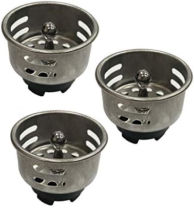 Stainless Steel Junior Duo Strainer Replacement Basket/Stopper for Bar and Prep Sinks Drains 3 Pack by VARNAHOME