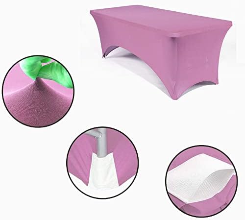 MDS® Pack of 20 Spandex Tablecloth 4FT Tight Fitted Stretch Table Cover – Washable Wrinkle-Free Reusable Elastic Patio Tablecloth for Wedding, Party, Banquet, Trade Show, Event Décor - Dusty Pink - Image 3