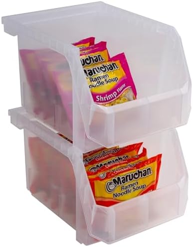 ReadySpace Medium-Tall Stackable Plastic Storage Bins, 4-Pack, Clear - Image 7
