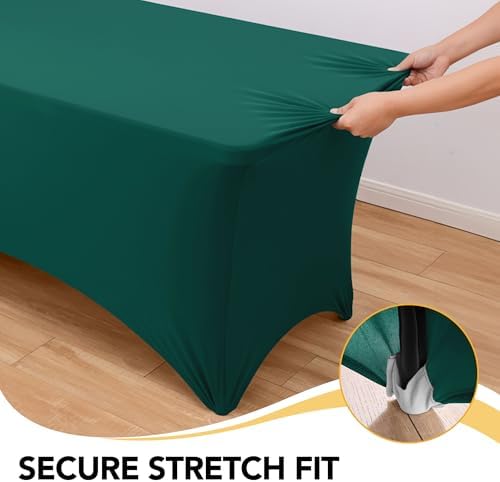 8-Pack Hunter Green Spandex Tablecloths for 6ft Rectangle Tables - Image 3