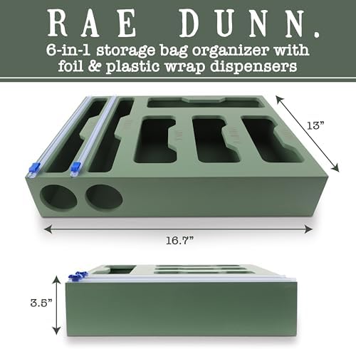 Rae Dunn Bamboo Bag Organizer for Kitchen Drawer - Durable Wood Organizer for Kitchen Storage - Holds Gallon, Quart, Snack, Sandwich Size Baggies, Plastic Wrap and Foil - Image 2