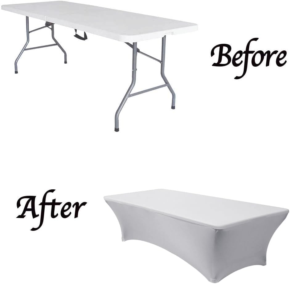 MDS® Pack of 2 Spandex Tablecloth 4FT Tight Fitted Stretch Table Cover – Washable Wrinkle-Free Reusable Elastic Patio Tablecloth for Wedding, Party, Banquet, Trade Show, Event Décor - Light Grey - Image 5