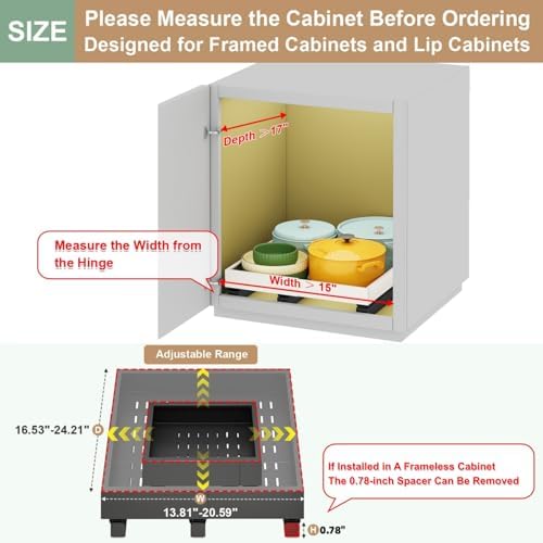 Fokyfok Pull out Cabinet Organizer,15"-21"W,17"-24"D,Expandable,Adhesive - Image 2