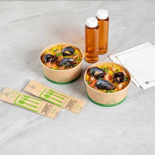 Restaurantware Paper Food Containers 50 Pack Of 44 oz Disposable Round Kraft Salad Bowls Sustainable Stackable Greaseproof Meal Prep Take Out Containers For Ice Creams, Soups, Snacks And Desserts - Image 3