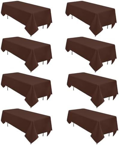 8 Pack Brown Tablecloth Rectangle 60 x 126 Inch for 8 Foot Tables by Heneger