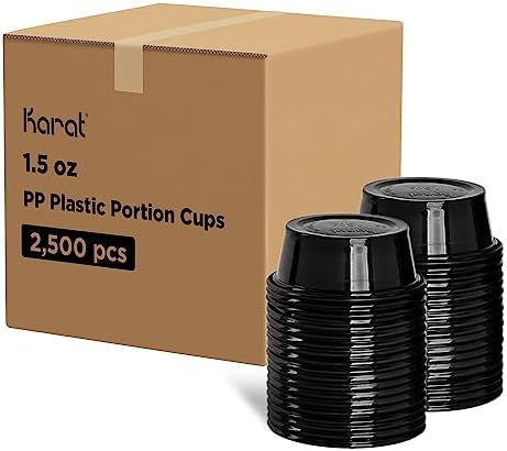 Karat [2500 ct] 1.5 oz Portion Cups - Polypropylene Condiment Cups for Dressings, Sauce, Souffle, Jello Shots Containers | Black FP-P150-PPB" by Karat