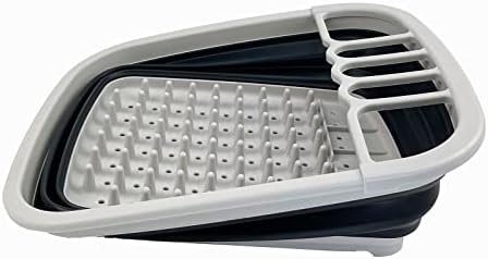 SAMMART 8L (2.11Gallons) Collapsible Plastic Dish Drainer with Drainer Board - Foldable Drying Rack Set - Portable Dinnerware Organizer - Save Space Kitchen Storage Tray (Grey/Slate Grey (Set of 2)) - Image 4