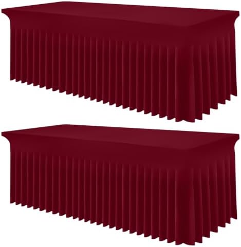 Smiry 2 Pack Spandex Elastic Fitted Table Cloth Skirt for 4FT Table by Smiry