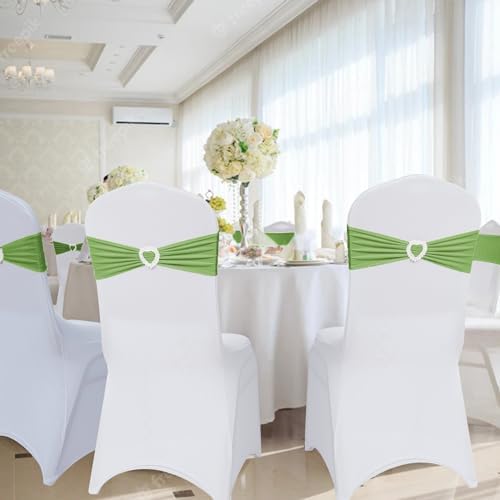 Pack of 30 Spandex Chair Sashes Bows Stretch Chair Cover Band with Buckle Slider Universal Elastic Chair Ties for Wedding Banquet Party Event Decoration (Sage Green) - Image 6
