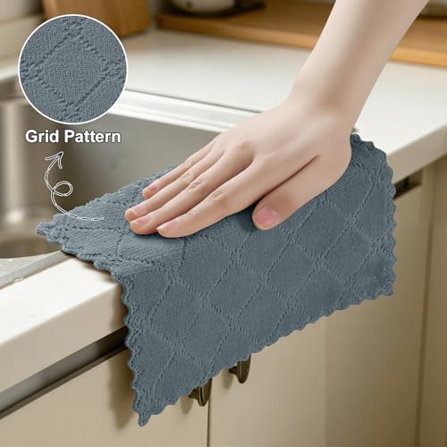 Homaxy Super Soft 12 Pack Coral Velvet Dish Cloths, 7" x 9", Dark Grey - Image 4