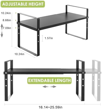 Across-Star Expandable Cabinet Shelf Organizer Rack, Stackable Kitchen Counter Storage Shelves Stand, Adjustable Height Pantry Shelf Spice Rack - Image 5