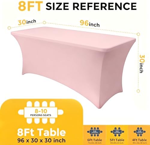 8ft Stretch Spandex Table Cover for Standard Folding Tables[6 packs, Pink] - Image 2