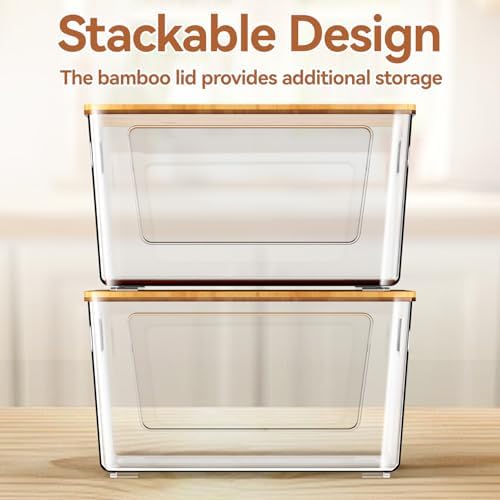 spospo Trash Bag Holder with Bamboo Lid Stackable Trash Bag Dispenser - Image 5
