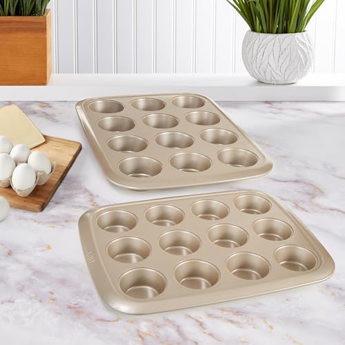 Berghoff Nonstick 12 Cup Muffin & Cupcake Baking Pan, Carbon Steel Tin | Size 2.5" x 1", Non Toxic PFAS & PTFE Free Coating Bakeware, Easy Food Release, Oven Safe Up to 450°F, Easy Clean Pan - Image 2