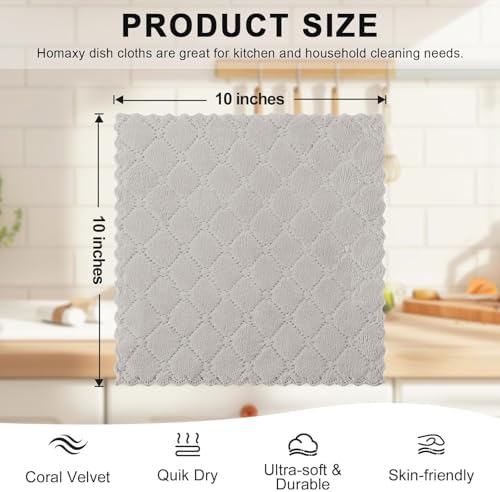 Homaxy Super Soft 16 Pack Coral Velvet Dish Cloths, 10" x 10", Multi Color - Image 4