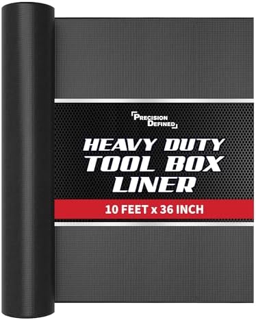 PD Tool Box Drawer Liner 10 ft x 36 in Black Thick Non-Slip Cabinet Mat by PrecisionDefined