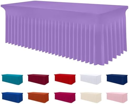 Smiry Spandex Elastic Fitted Table Cloth Skirt for 6FT Rectangle Table by Smiry