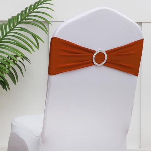Terracotta Chair Sashes 50 Pack, Burnt Orange Spandex Chairs Sashes for Halloween Wedding, Birthday, Party Decor, Sashes for Folding Chair Covers. - Image 6