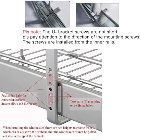DINDON Pull Out Cabinet Organizer (14" W x 21" D), Pull Out Drawers for Kitchen Cabinets, Cabinet Pull Out Organizer 1 Tier Heavy-Duty Slide Out Shelf Wire Basket for Base Cabinet, Chrome - Image 5