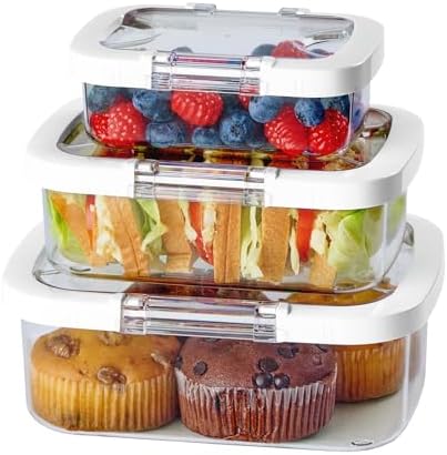 Felli Duo Loc Tritan Meal Prep Containers Microwave Safe BPA FREE, Leak Proof Lunchable Container for Leftovers Kitchen Fridge Freezer, Reusable Plastic On the Go Lunch Travel Box (Beginner 3pk) by Felli