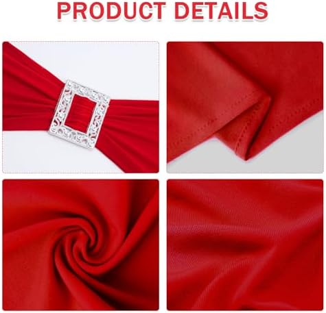 Joccun 30 PCS Spandex Chair Sashes Bows Stretch Chair Cover Band with Buckle Slider Universal Elastic Chair Ties for Wedding Banquet Party Event Decoration (Ruby) - Image 3
