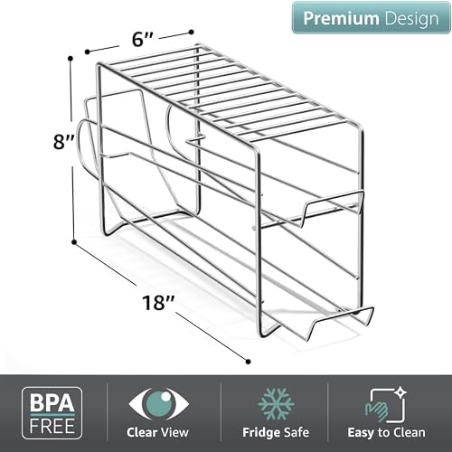 Sorbus Soda Can Dispenser Rack for Fridge, Holds 12 Cans (1 Pack, Silver) | Dispensing organizer keeps standard 12-ounce drinks accessible in refrigerator and pantry cabinets for easy restocking. - Image 2