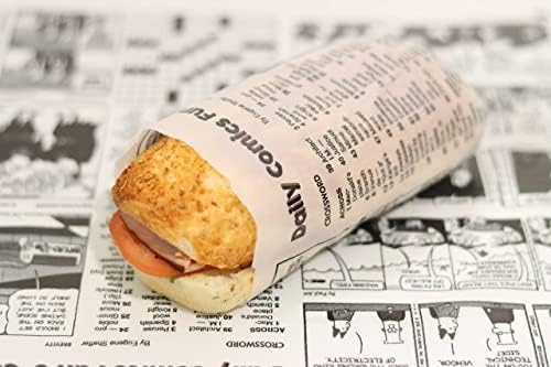 Technopaper Premium Deli Paper 12"x12" - 1,000 Pack - Water & Grease Resistant - Biodegradable, 100% Recyclable and No Wax Coating, Tray Liner (White, Comics) - Image 5