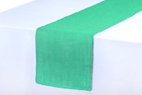 MDS® Pack of 12 Natural Burlap Table Runner, 12 x 108 Inch, Jute Rustic Farmhouse Boho Table Decor for Wedding Reception, Dining Table, Bridal Shower, Baby Shower & Party Decorations - Mint - Image 3