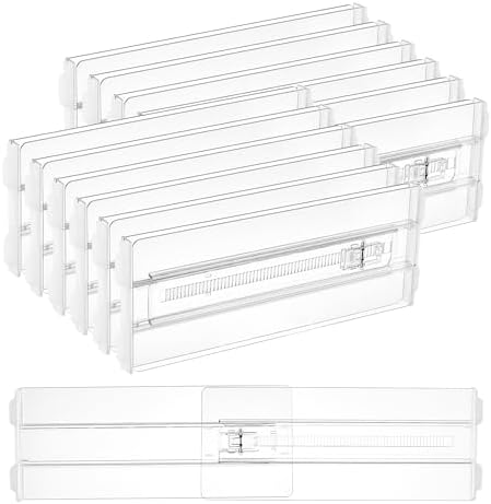 Vtopmart 12 Pack Drawer Dividers for Clothes, 4" High 10.2"-16.5" Adjustable Expandable Dresser Drawer Organizer, Clear Plastic Separators for Dresser, Baby Clothing, Underwear, Cosmetic, Toiletries | Expandable Dresser Drawer Organizer, Clear Plastic ... by Vtopmart