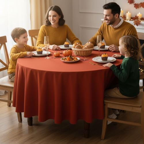 Fitable 8 Pack Rust Tablecloths 84 Inch Round for 36"-60" Tables - Image 3