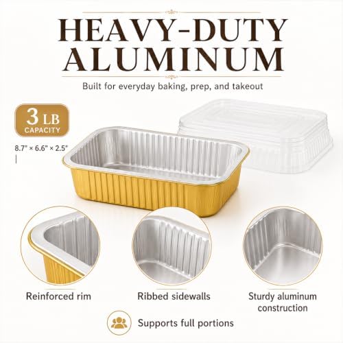 JARDLITE 40 Pack 3 LB Aluminum Pans with Lids Heavy Duty - Image 3