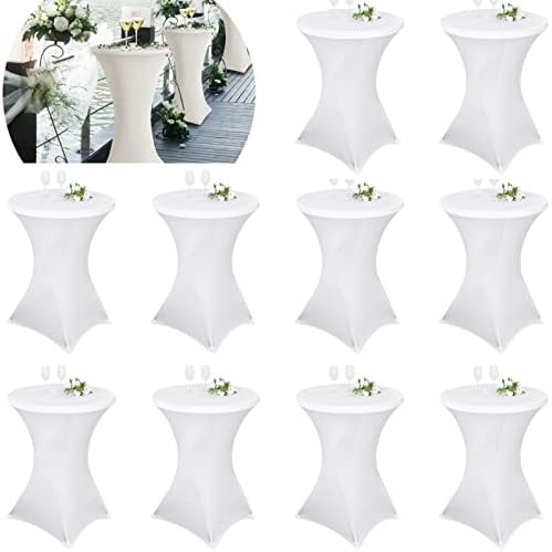Pesonlook 10 Pack White Cocktail Spandex Table Cover,32x43 Inch by Pesonlook