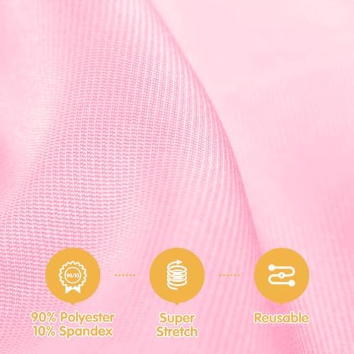 BRILLMAX 4 Pack Pink Spandex Table Covers for 8ft Rectangle Tables - Image 2