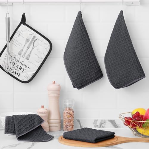 Homaxy Microfiber Kitchen Towels and Dishcloths Sets, 12 Pack, Dark Grey - Image 5