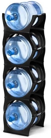 Bariboo Stackable Water Bottle Storage Rack Best Water Jugs 5 Gallon Organizer. Jug Holder for Kitchen, Cabinet and Office Organizing. Reinforced Polypropylene (Black, 4 No Shelf) by Bariboo
