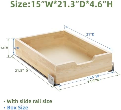 ROOMTEC Pull Out Drawers for Cabinets, 13½” W x 21” D Soft Close Slide Out Drawers for Kitchen Cabinets, Cabinet Pull Out Shelves Requires At Least 14.5” Cabinet Opening - Image 3