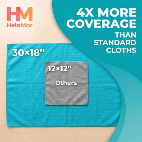 HELOMOR Large Microfiber Towels 6 Pack - 30"x18" Car Drying Towel - Extra Absorbent Cleaning Cloths for Floors, Kitchen and Windows - Lint-Free Detailing Cloths for Cars - Image 2