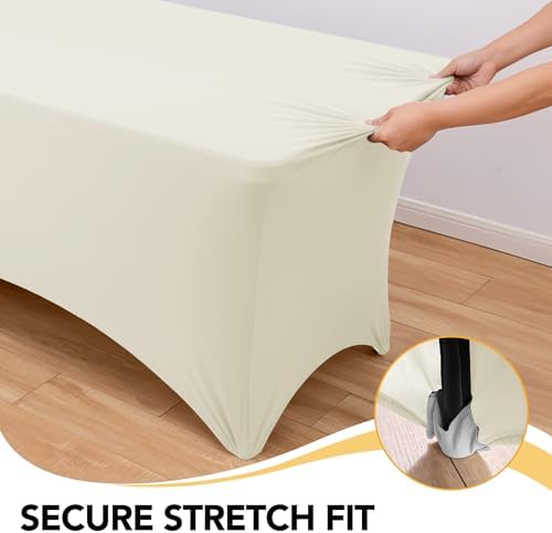 6-Pack Premium Cream Spandex Tablecloths for 6ft Rectangle Tables - Image 3